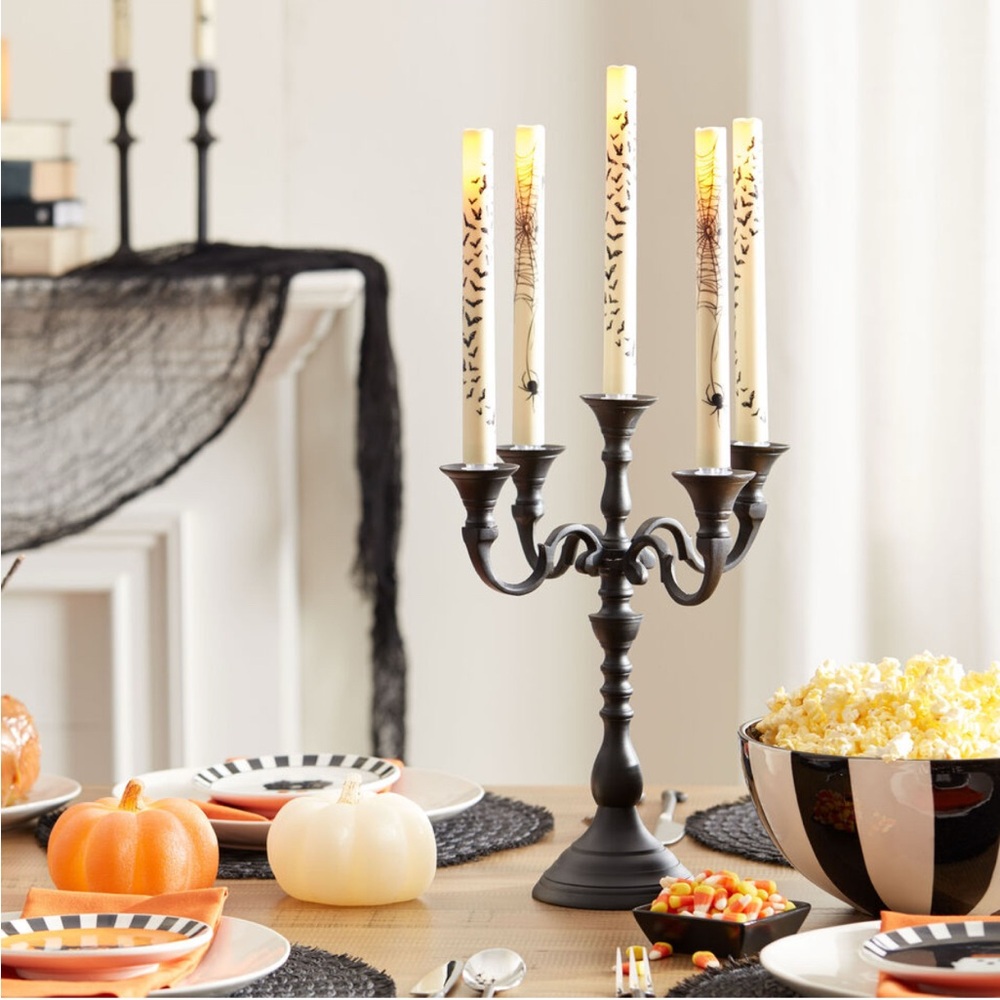 World Market Iron Taper Candelabra- 5 arm Compact NEW